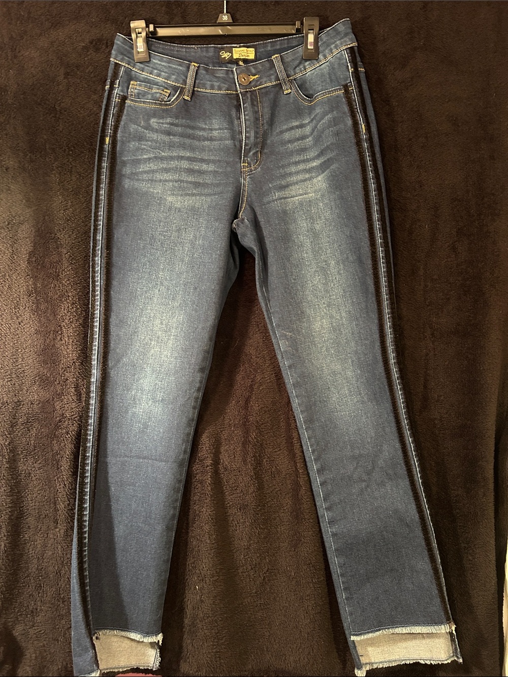Seven7 Dark Blue Ankle Skinny Jeans with Side Trim - Picture 1 of 4